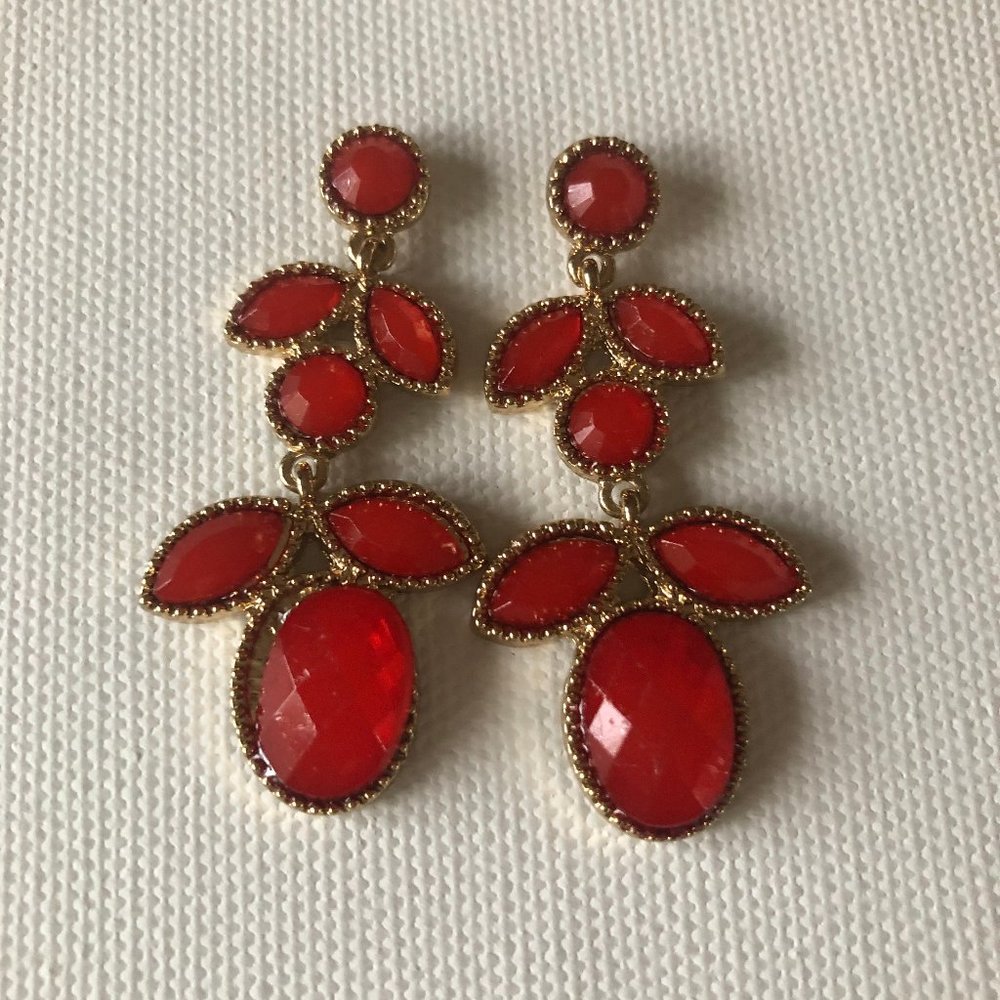Red Orange Costume Jewelry Earrings